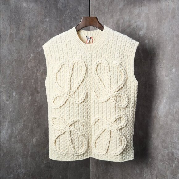 Loewe Cream Cable Knit Tank Top - Picture 1 of 8